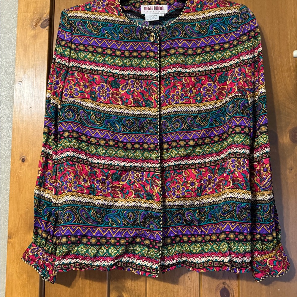 Vintage Maggy London Multicolor Silk Blouse